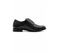 Men's Snakeskin Effect Derby Dress Shoes Embossed Faux Leather Cap Toe Lace Up Shoes with Real Leather Lining (M1809-6-BLACK-46)