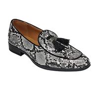 Mens Snakeskin Print Black White Tassel Shoes [EL0776-BLACK WHITE-8UK]