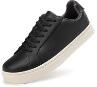 Men's Sneakers Casual Shoes Lightweight Leather White Black | Classic Low-Top Walking Shoes - Breathable, Non-Slip & All-Day Comfort for Everyday Wear, Office & Travel