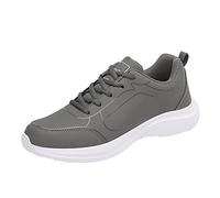 Men's Sneakers Fashion Autumn Sports Shoes Lightweight Comfortable Non Slip Lace Up Upper Flat Design for Casual Wear and Daily Activities (Grey, 9)