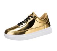 Mens Sneakers Leather Insert Spring Casual Shoes Thick Sole La Men's Shoes 40, gold, 12 UK