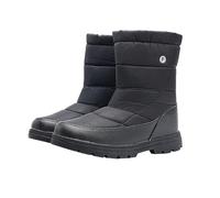 Mens Snow Boots Fur Lined Winter Warm Mid Calf Boot Waterproof Thick Bottom Casual Shoe Flat Bottom Anti-Slip Walking Boot Lightweight Slip On Outdoor Shoes Thermal Hiking Shoe