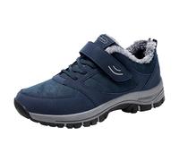 Mens Snow Boots Hook and Loop Fasteners, Ankle Boot Thicken Winter Boots Non-Slip Soles Sports Shoes Comfortable Walking Boot Thermal Outdoor Shoe Breathable Casual Sneakers Blue