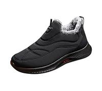 Men's Snow Boots Size 7.5 Hiking Thermal Outdoor Ankle Bootie Fur Lined Waterproof Winter Shoes Hiking Boots Cold Weather Shoes Warm Anti-Slip Ankle Boots Black