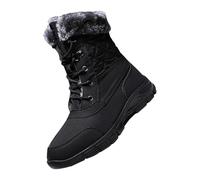 Mens Snow Boots Wide, Ankle Boot for Men, Winter Boots Warm Lined Walking Boot Lace Up Work Shoes Non-Slip Soles Hiking Shoe Breathable Combat Shoes for Winter Snow Season Black