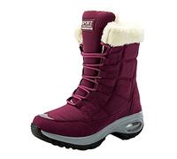 Men's Snow Boots Winter Hiking Shoes Insulated Outdoor Trekking Boots for Men Durable -Slip Cold Weather Footwear (Red, 5)