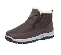 Mens Snow Boots Winter Shoes Double Zip Slip on Ankle Booties Anti-Slip Fully Fur Lined Outdoor Sneakers Fleece Lined High Top Cold-Weather Snow Boots Warm Ankle Booties UK 7 Ladies Brown Footwear