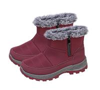 Mens Snow Boots Winter Shoes Slip on Ankle Booties Anti-Slip Water Resistant Fully Fur Lined Outdoor Sneakers Fleece Lined High Top Cold-Weather Snow Boots Warm Ankle Booties UK 7 Ladies #02_Red