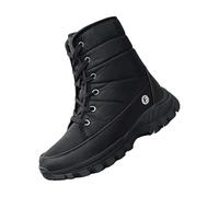 Men's Snow Shoes, Lined, Winter Shoes, Men's Without Zip, Hiking Boots, High-Top Winter Boots with Lacing, Outdoor Shoes, Plain Hiking Boots, Everyday Comfortable Men's Shoes, black, 8 UK