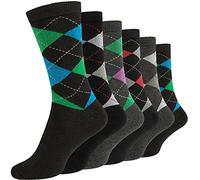 Mens Socks (12 Pairs) Cotton Rich, Comfortable, Breathable, Designer Mens Socks (Argyle Diamond)