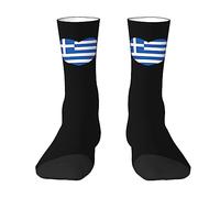 Mens Socks 40cm Love Greece Flag Greek Heart Crew Socks Colorful Socks Thick Golf Socks For Great Gift, Valentine'S Day, Winter