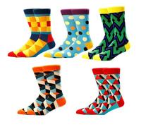 Mens Socks 9-11 Multipack Funny Happy Novelty Socks for Women Men Silly Crazy Argyle Funky Colorful Fun Printed Designer Colored Crew Dress Soft Cotton Everyday Wear Comfy Gifts Idea for Dad