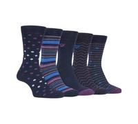 Mens Socks by Farah - 5 Multi Pack Cotton Patterned Dress Socks (FCS273)