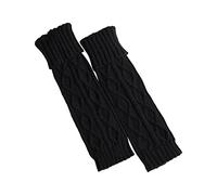Mens Socks Cushioned Sole Knitted Wool Warm Leg Medium Length Lozenge Boot Cover Autumn Winter Foot Cover Pile Sock Cover Low Womens Socks (Black, One Size)