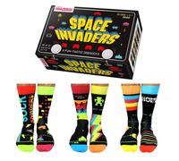 United Oddsocks Space Invaders Gift Box - 6 Fun-Tastic Odd Socks for Men - UK 6-11, EUR 39-46, US 7-12 - Officially Licensed TAITO Retro Gaming Socks - Mix & Match Novelty Gift for Birthdays & Fans