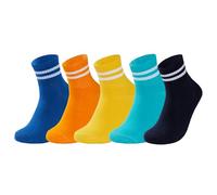 Mens Socks - Pack of 5 or 6 Striped Crew Socks for Men and Teenagers Soft Breathable - Work Sports Gym Casual - Size 6-12 (Multi, 6/9 UK, Pack of 5)