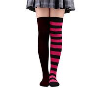 Men's Socks Regular Black Matching Striped Thigh High Socks Over the Knee Socks Festival Christmas Stockings Without Foot, J, A