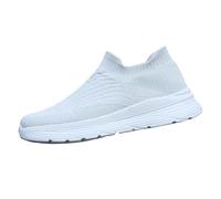 Men's Socks, Running Shoes, Walking Mesh Trainers, Camp Shoes, Plain Non-Slip Platform Slip-On, Lightweight, Breathable, Casual Walking Shoes, White, 7 UK