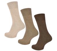Mens Socks, Soft comfortable top, 3 Pairs of Plain Brown socks, 6-11 UK, 39-45 EU, Light Hold honeycomb top, non elastic Diabetic Socks