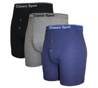 Mens Socks Uwear® Classic Sport Waistband Motif Button Fly Boxer Shorts Underwear 3 PK LRG