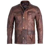 Mens Soft Brown Leather Biker Long Jacket - Three Quarter Brontes Real Leather Jacket for Men - Perfect Choice of Mens Leather Jackets for Smart Casual Wear. (UK, Alpha, M, Regular, Regular, Brown)