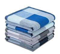Men's Soft Cotton Handkerchiefs with Elegant Pattern in Assorted Color, Fine 17 inches Large Hankies Pocket Square, Pattern 1, 17 inches x 17 inches