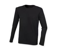 Mens Soft Feel Long Sleeve Stretch T Shirt Casual Round Neck Cotton Tee Top