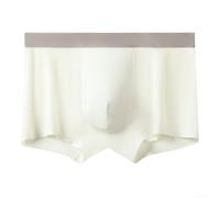 Men's Soft Ice Silk Breathable Underwear Boxer Briefs Pouch Underpants Trunks Classic Style Stretch Fabric (XXXL White)