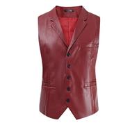 Mens Soft Leather Tanks, Party Designer Vest Stylish Real Leather Waistcoats Snap Button Mens Biker Waistcoat Vest Motorcycle for Men, Western Style Sleeveless Slim Fit Single Breasted Tanks