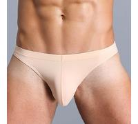 Men's Soft Low Rise Briefs Featuring U Convex Design And Breathable Fabric Solid Color Underpants Made From Polyamide And Elastane Mix White(2XL Nude)