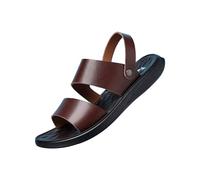 Men'S Soft Sandal Rubber Sole Mens Real Leather Sandals Lightweight Walking Sandal Open Toe Outdoor Slippers With Backstrap Fashion Two Strap Sliders Casual Beach Sandals Comfy Student Slippers