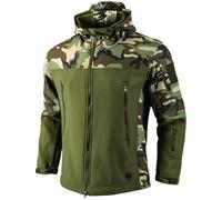 Men's Soft Shell Military Tactical Jacket Winter Warm Fleece Lined Jacket Rain Hood Coat Hiking Snowboard Full zip Outdoor Camouflage Hunting Fleece Hooded Coat