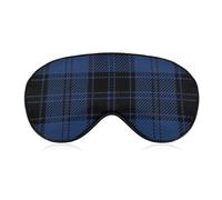 Men's Soft Sleeping Mask, Blue and Black Tartan Plaid, Airplane Travel Adjustable Strap Sleep Eye Mask