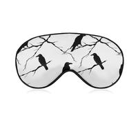 Men's Soft Sleeping Mask, Tree Branch Black Crow Raven Bird, Airplane Travel Adjustable Strap Sleep Eye Mask