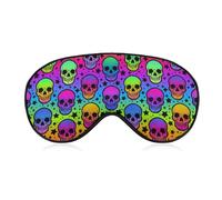 Men's Soft Sleeping Mask, Trippy Colorful Skulls, Airplane Travel Adjustable Strap Sleep Eye Mask