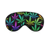 Men's Soft Sleeping Mask, Trippy Neon Weedleaf Leaves, Airplane Travel Adjustable Strap Sleep Eye Mask
