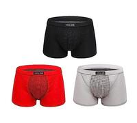 Men's Soft Underwear with Built-in Pouch Support Magnetic Therapy Boxer Briefs Health Care Trunks 3 Pack (Color : Multi-colored, Size : 4XL)