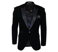 Mens Soft Velvet Black Navy 1 Button Dinner Jacket Tuxedo Blazer Smart Casual Fit