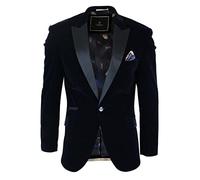 Mens Soft Velvet Black Navy 1 Button Dinner Jacket Tuxedo Blazer Smart Casual Fit