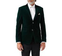 Mens Soft Velvet Blazer Vintage Styled Retro Smart Party Tailored Fit Evening Jacket [AMZCH-BLZ-MAK-GREEN-52]