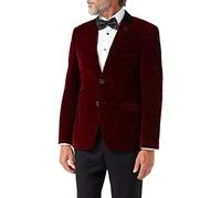 Mens Soft Velvet Blazer Vintage Styled Retro Smart Party Tailored Fit Evening Jacket [AMZCH-BLZ-SAM-BURGENDY-54]
