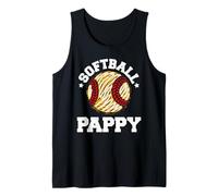 Mens Softball Pappy Distressed Vintage Funny Grandpa Game Day Tank Top