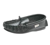 Men's Softie Leather Moccasin Slippers Gordon Black Size 7