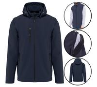 Mens Softshell Hood Jacket Fleece Lined Water Resistant Removable Sleeves & Hood