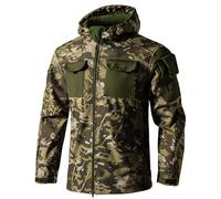 Men's Softshell Jacket Tactical Military Camouflage Windproof Jackets Fleece Lined Waterproof Hooded Coat with Multiple Pockets Warm Durable Overcoat for Fishing Hunting Climbing Camouflage2 S