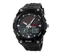 Men's Solar Bracelet Watch, Smart Casual Clock, Durablle Field Timer, Energy Saving Digital Motion Display, Modern Accessory, Setting Watch for Teenagers, Work Outfi, Black, see