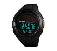 Men's Solar Digital Sports Watch, 50M Waterproof Military Outdoor Watches Black Large Face with Stopwatch Alarm Shock Resistant LED