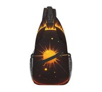 Men's solar flares Print Crossbody Sling Bag - Adjustable Strap Breathable Shoulder Backpack with Multi Pockets for Running Hiking Daily Commute Outdoor Use