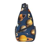 Men's Solar System Planets Print Crossbody Sling Bag - Adjustable Strap Shoulder Pack with Multiple Pockets for Running Hiking Commute Daily Use