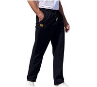 Men's Solid Casual Pants Mens Outdoor Trousers Elastic Waist Comfort Fit with Multiple Pockets Pants for Mens Straight Leg Fitness Design Trousers for Men Hiking Workouts